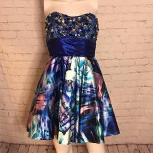 Masquerade Royal Blue Fit and Flare Dress - Size 9/10